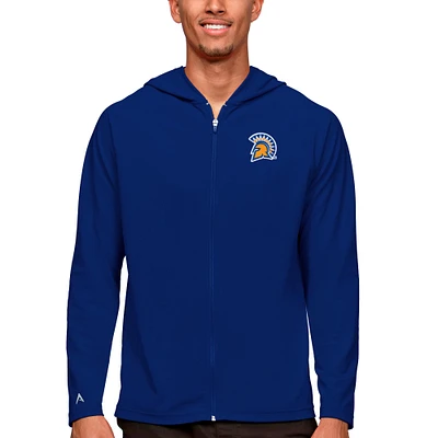Men's Antigua Royal San Jose State Spartans Legacy Full-Zip Hoodie