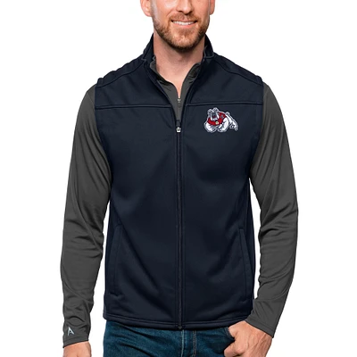 Men's Antigua Navy Fresno State Bulldogs Links Full-Zip Golf Vest