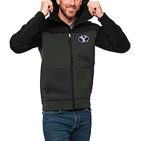 Men's Antigua Black/Charcoal BYU Cougars Protect Full-Zip Hoodie