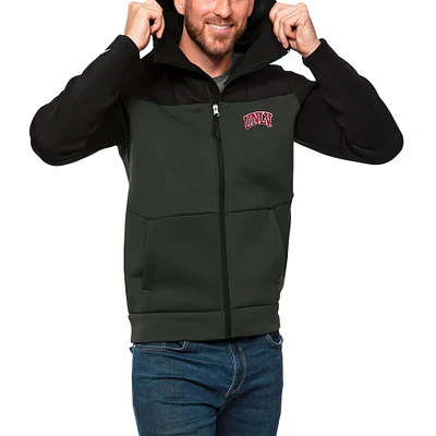 Men's Antigua Black/Charcoal UNLV Rebels Protect Full-Zip Hoodie