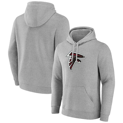 Men's Heather Gray Atlanta Falcons Primary Team Logo Fitted Pullover Hoodie
