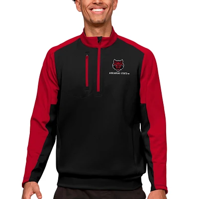 Men's Antigua Black/Scarlet Arkansas State Red Wolves Team Quarter-Zip Pullover Top