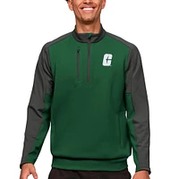 Men's Antigua Green/Charcoal Charlotte 49ers Team Quarter-Zip Pullover Top