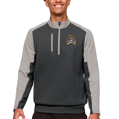 Men's Antigua Charcoal/Silver ECU Pirates Team Quarter-Zip Pullover Top