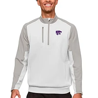 Men's Antigua White/Silver Kansas State Wildcats Team Quarter-Zip Pullover Top