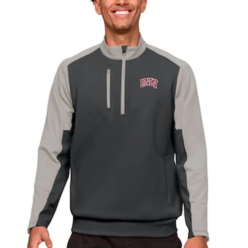 Men's Antigua Charcoal/Silver UNLV Rebels Team Quarter-Zip Pullover Top