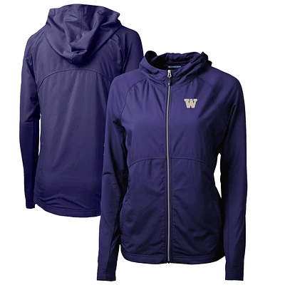 Women's Cutter & Buck Purple Washington Huskies Adapt Eco Knit Full-Zip Hoodie