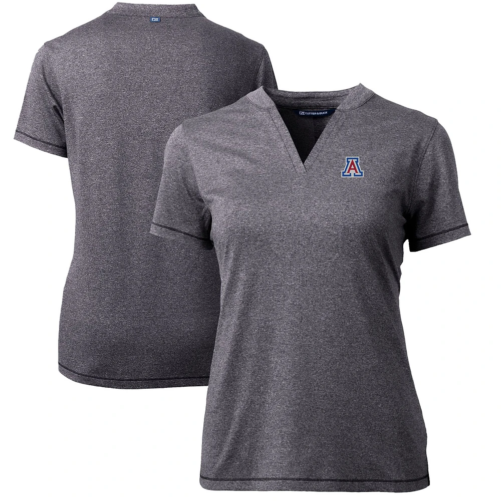 Women's Cutter & Buck Heather Charcoal Arizona Wildcats Forge Blade V-Neck Top