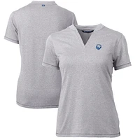 Women's Cutter & Buck Heather Gray Citadel Bulldogs Forge Blade V-Neck Top