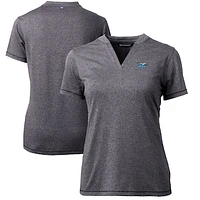 Women's Cutter & Buck Heather Charcoal MTSU Blue Raiders Forge Blade V-Neck Top