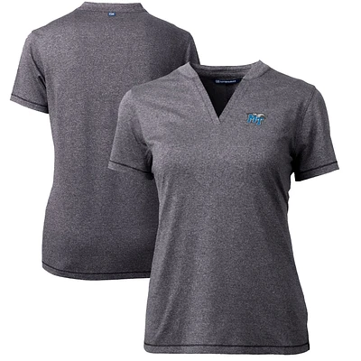 Women's Cutter & Buck Heather Charcoal MTSU Blue Raiders Forge Blade V-Neck Top