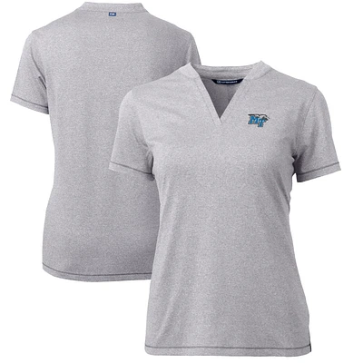 Women's Cutter & Buck Heather Gray MTSU Blue Raiders Forge Blade V-Neck Top