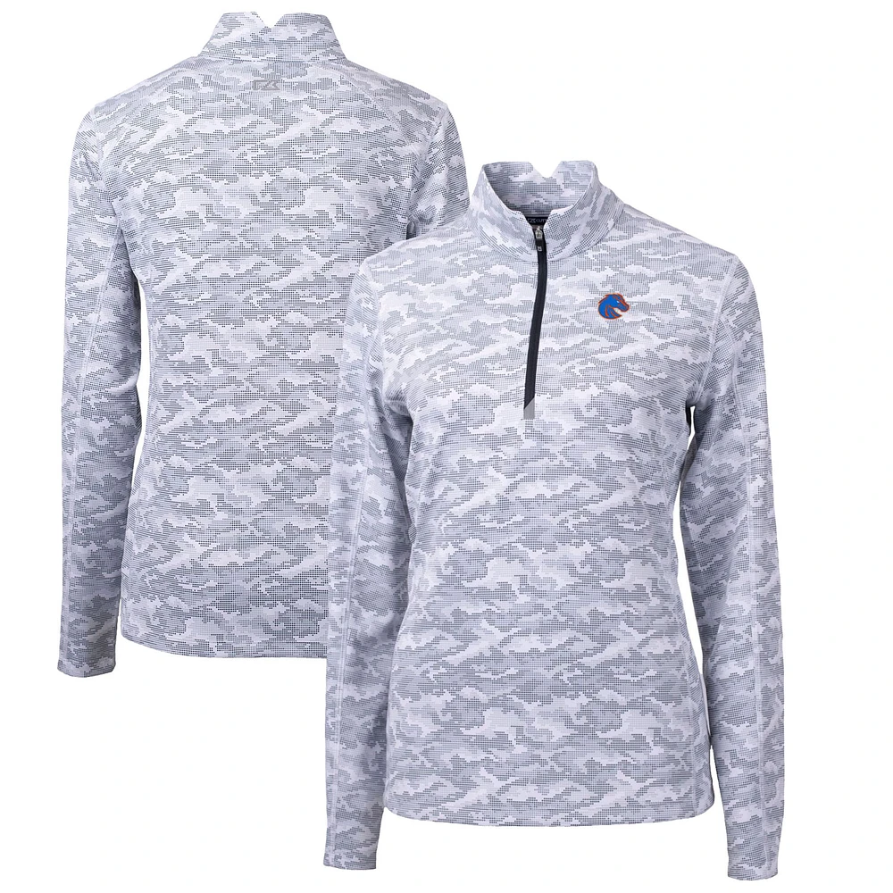 Women's Cutter & Buck Charcoal Boise State Broncos Traverse Camo Quarter-Zip Pullover Top