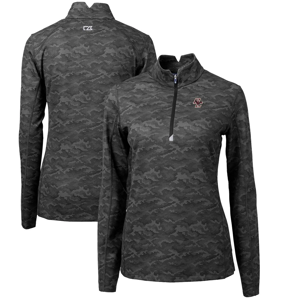 Women's Cutter & Buck Black Boston College Eagles Traverse Camo Quarter-Zip Pullover Top