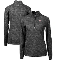 Women's Cutter & Buck Black Bradley Braves Traverse Camo Quarter-Zip Pullover Top