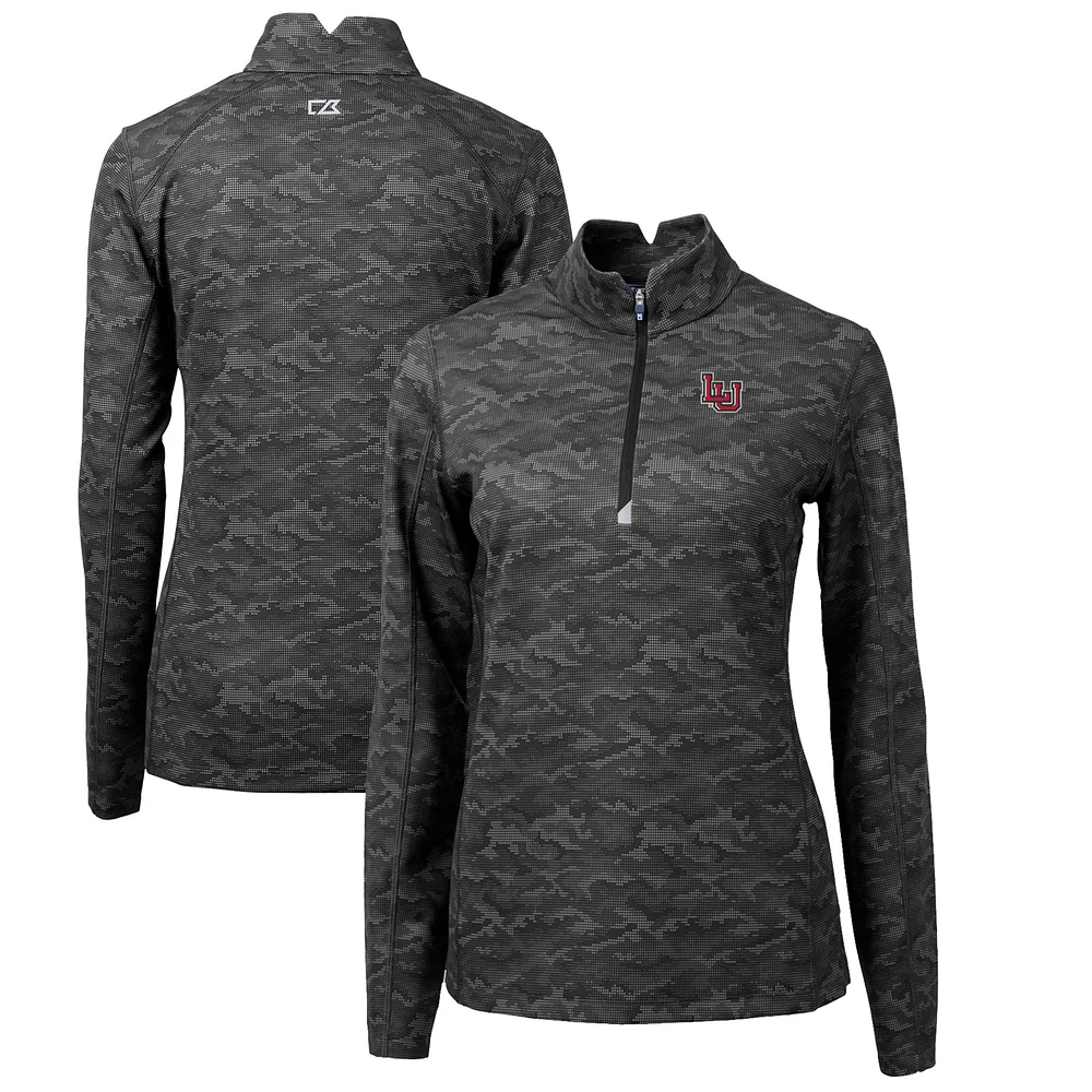 Women's Cutter & Buck Black Lamar Cardinals Traverse Camo Quarter-Zip Pullover Top
