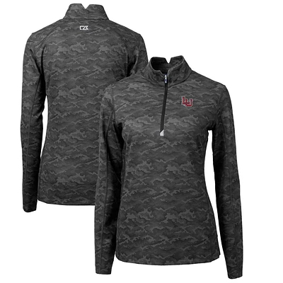 Women's Cutter & Buck Black Lamar Cardinals Traverse Camo Quarter-Zip Pullover Top