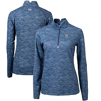 Women's Cutter & Buck Navy Midshipmen Traverse Camo Quarter-Zip Pullover Top
