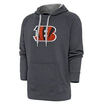 Men's Antigua Charcoal Cincinnati Bengals Victory Chenille Pullover Hoodie