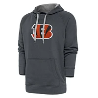 Men's Antigua Charcoal Cincinnati Bengals Victory Chenille Pullover Hoodie