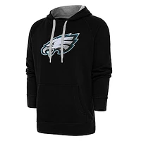 Men's Antigua Black Philadelphia Eagles Victory Chenille Pullover Hoodie