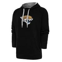 Men's Antigua Black Jacksonville Jaguars Victory Chenille Pullover Hoodie