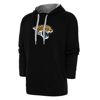 Men's Antigua Black Jacksonville Jaguars Victory Chenille Pullover Hoodie