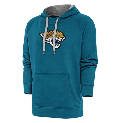 Men's Antigua Teal Jacksonville Jaguars Victory Chenille Pullover Hoodie