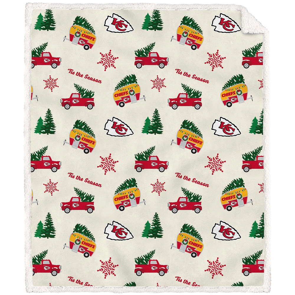 Kansas City Chiefs 50'' x 60'' Holiday Pickup Truck Sherpa Flannel Fleece Blanket