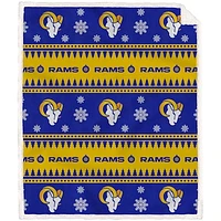 Los Angeles Rams 60'' x 70'' Holiday Gift Wrap Sherpa Flannel Fleece Blanket