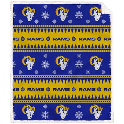 Los Angeles Rams 60'' x 70'' Holiday Gift Wrap Sherpa Flannel Fleece Blanket