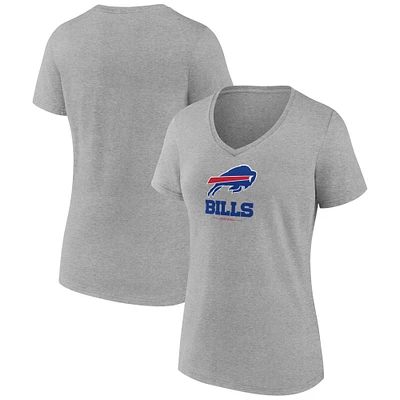Women's Gray Buffalo Bills Logo Team Lockup V-Neck T-Shirt