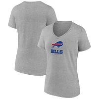 Women's Gray Buffalo Bills Logo Team Lockup V-Neck T-Shirt