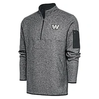 Men's Antigua Heather Charcoal Washington Commanders Metallic Logo Fortune Quarter-Zip Jacket