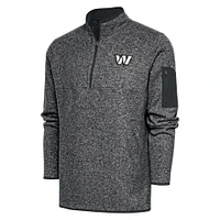 Men's Antigua Heather Charcoal Washington Commanders Metallic Logo Fortune Quarter-Zip Jacket