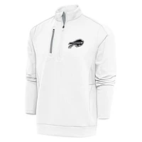 Men's Antigua White Buffalo Bills Metallic Logo Generation Quarter-Zip Pullover Top