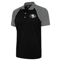 Men's Antigua Black/Gray San Francisco 49ers Metallic Logo Nova Polo