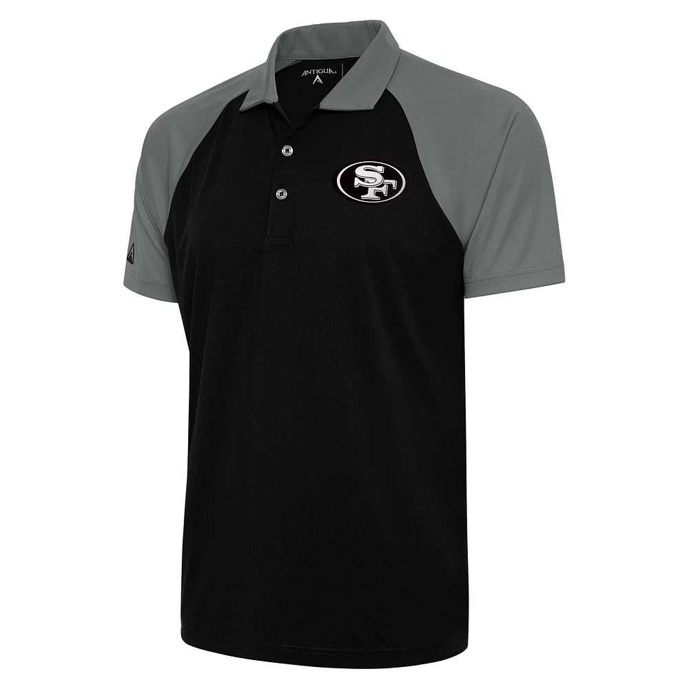 Men's Antigua Black/Gray San Francisco 49ers Metallic Logo Nova Polo