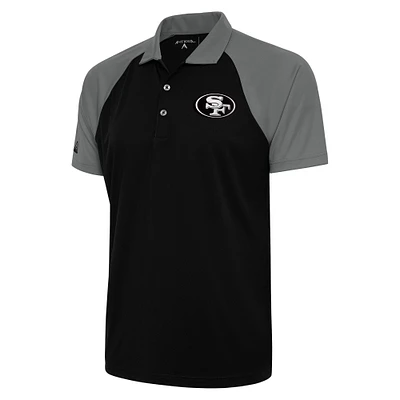 Men's Antigua Black/Gray San Francisco 49ers Metallic Logo Nova Polo