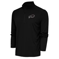Men's Antigua Black Buffalo Bills Metallic Logo Tribute Quarter-Zip Top