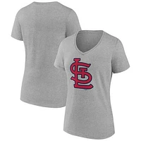 Women's Gray St. Louis Cardinals Official Logo V-Neck T-Shirt