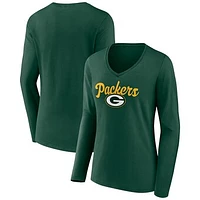 Women's Green Bay Packers Freehand Team Long Sleeve V-Neck T-Shirt