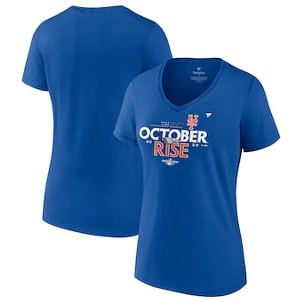 Women's Fanatics Royal New York Mets 2022 Postseason Locker Room V-Neck T-Shirt