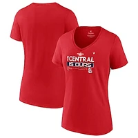 Women's Fanatics Red St. Louis Cardinals 2022 NL Central Division Champions Locker Room V-Neck T-Shirt