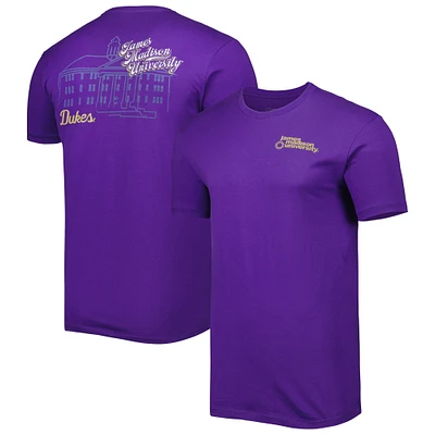 Men's Purple James Madison Dukes Mascot Scenery Premium T-Shirt