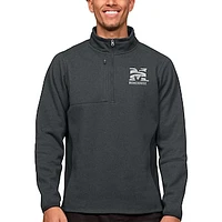 Men's Antigua Heather Charcoal Morehouse Maroon Tigers Course Quarter-Zip Pullover Top