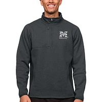 Men's Antigua Heather Charcoal Morehouse Maroon Tigers Course Quarter-Zip Pullover Top