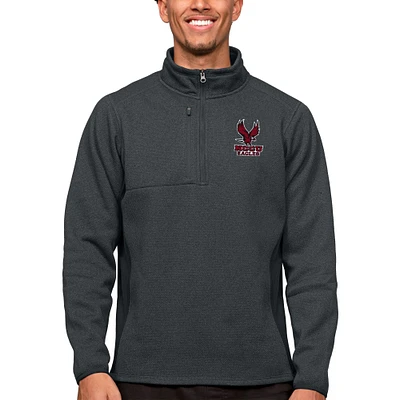 Men's Antigua Heather Charcoal North Carolina Central Eagles Course Quarter-Zip Pullover Top