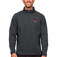 Men's Antigua Heather Charcoal North Carolina Central Eagles Course Quarter-Zip Pullover Top