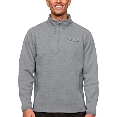 Men's Antigua Heather Gray Spelman College Jaguars Course Quarter-Zip Pullover Top